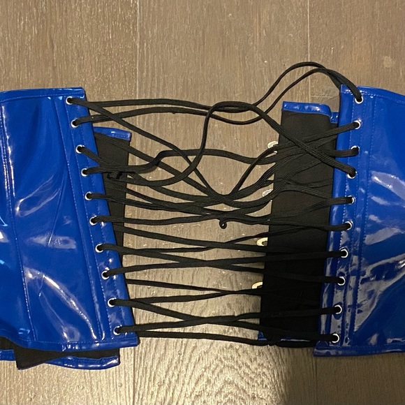 Blue Women Fetish Waist Cincher - size 30 - Picture 2 of 6